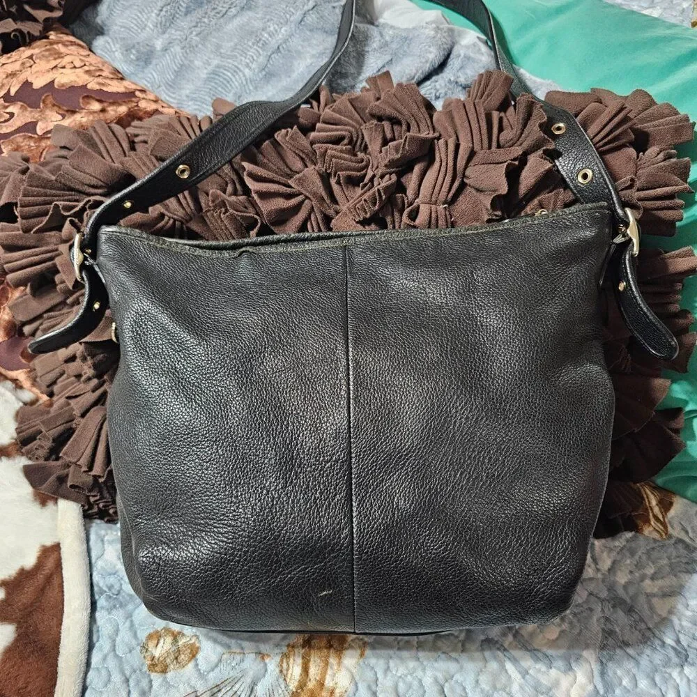 Coach Dufflete Crossbody Bag Purse In Black Pebbled Leather